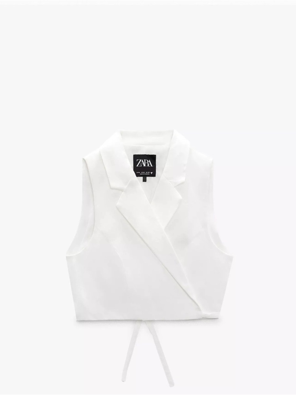 ZARA Sleeveless White Wrap Crop Vest